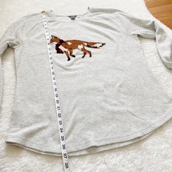 Eddie Bauer, NWOT,  Women's Long-Sleeve Thermal Crew, Graphic Fox, Gray, S / XL - Picture 9 of 9